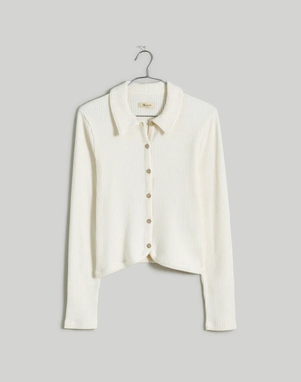 Madewell Curved Hem Polo Cardigan Tee Lighthouse Cotton Tencel S NWT